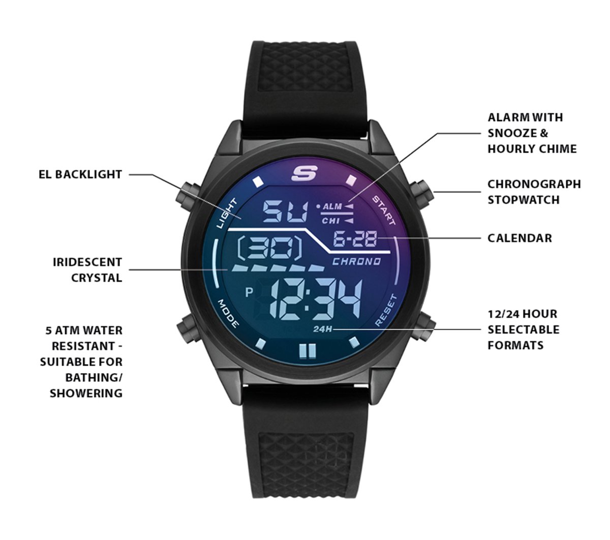 Skechers Men | Skechers Accessories Blue Face Digital Watch