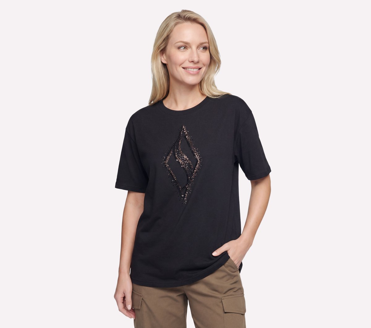 Skechers Women | Gold Splatter Diamond Short Sleeve Tee