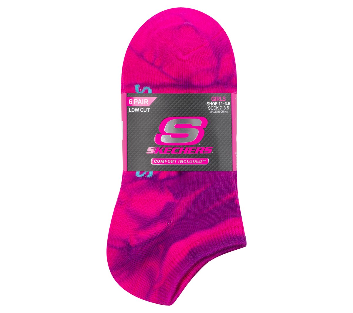 Skechers Kids | 6 Pack Girls' Tie Dye Fashion Socks