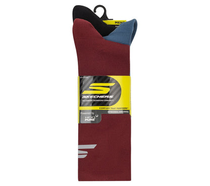 Skechers Men | 3 Pack Men's Reflective Performance Half Terry Crew Socks