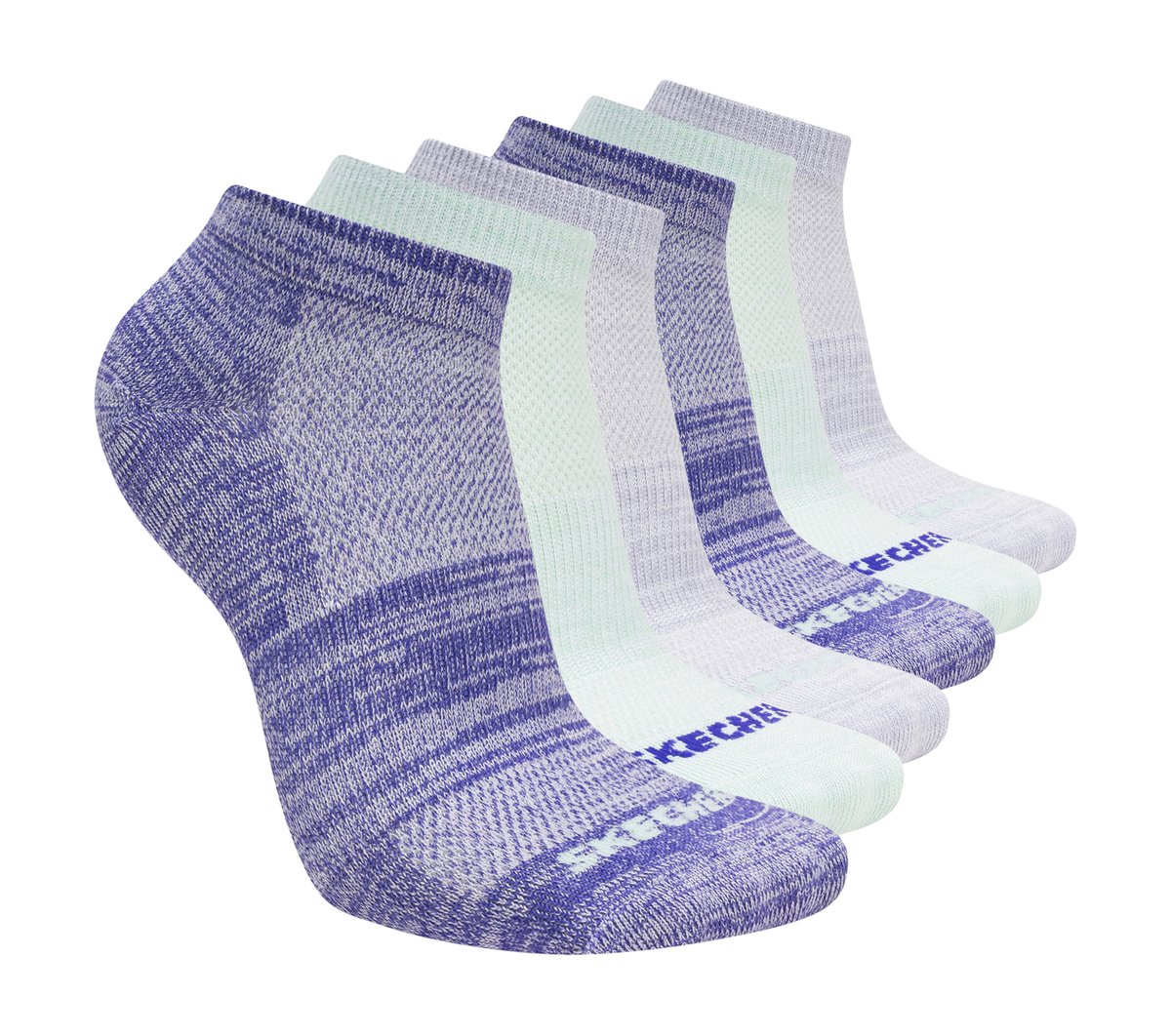 Skechers Kids | 6 Pack Girls' Low Cut Color Stripe Socks